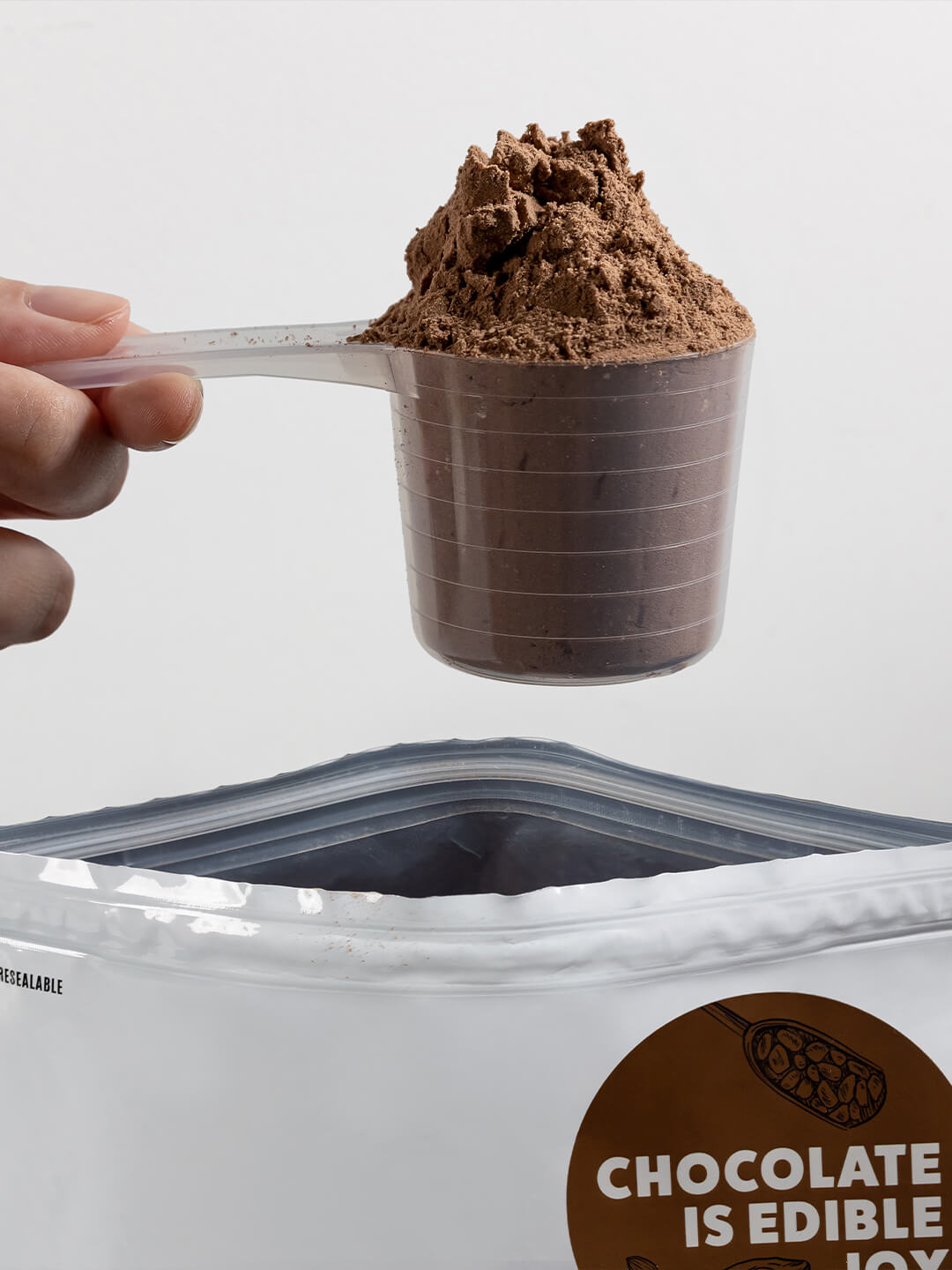 WE8THIS chocolate flavour opened pack with scoop